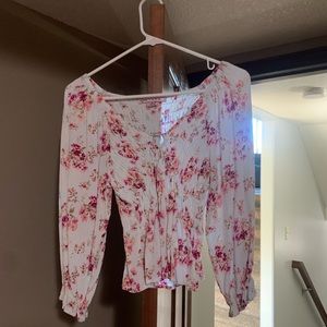 Floral Blouse With Keyhole